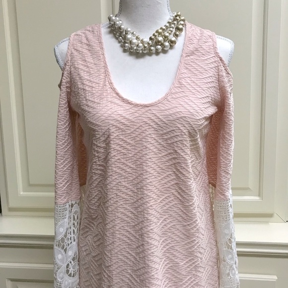 Vava x Joy Han Crochet Lace Sleeve Midi Sheath Dress Apricot Sexy Cutouts - Picture 3 of 14